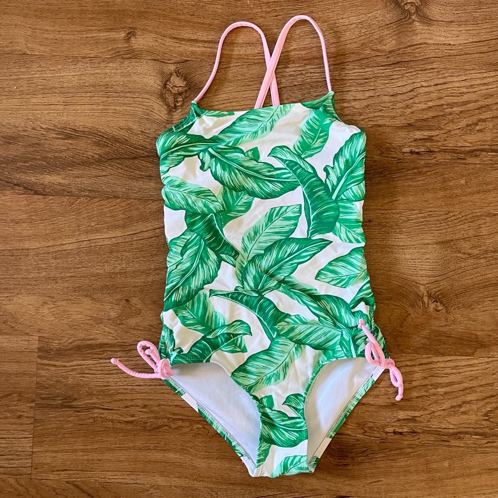 One piece palm leaf swimsuit